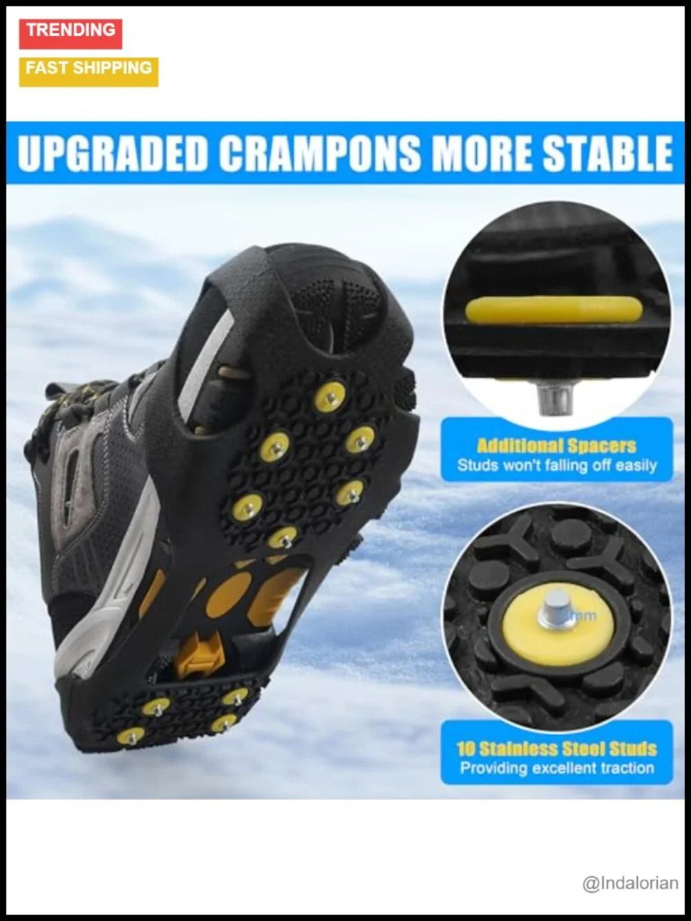 Non Slip Ice Cleats Overshoe for Walking on Snow and Ice Rubber Crampons with